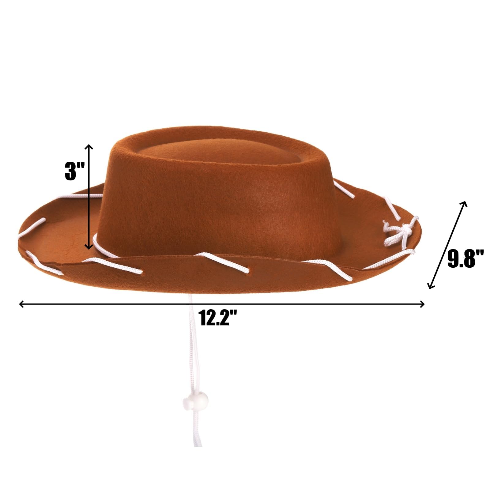 Peohud 4 Pack Cowboy Hat, Western Unisex Hats, Brown Wide Brim Felt Cowboy Hat with Neck Drawstring, Woody Costume for Party - Image 2