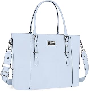 MOSISO Laptop Bag for Women, 17.3 inch PU Leather Shoulder Laptop Tote Bag