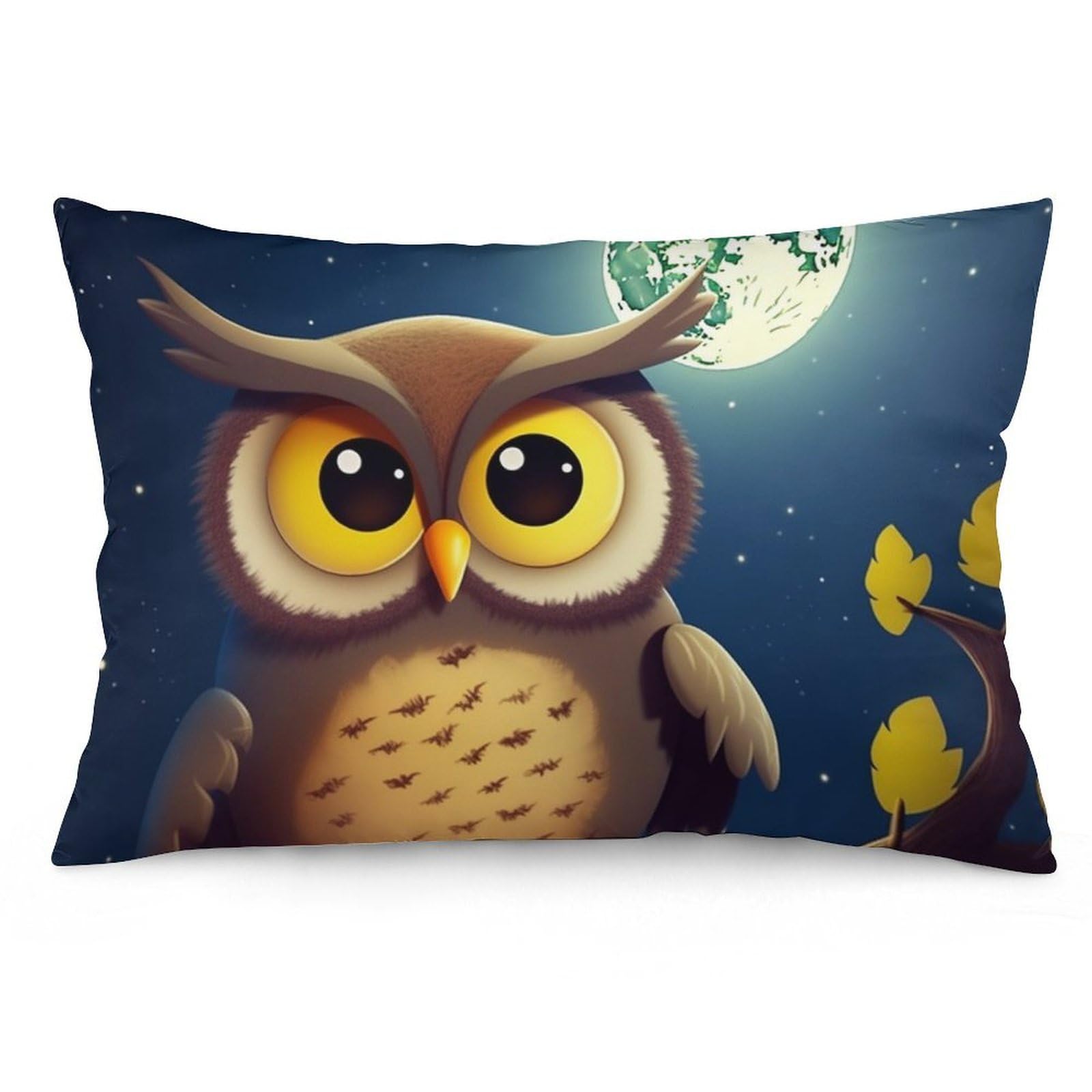 NTVOWPZO 2 Pack Decoration Throw Pillow Covers 16 "x24 Pillowcases Covers Owl and Yellow Moon Pillowcases Modern Farmhouse Home Decor Sofa Cushions Covers for Couch Bed Living Room