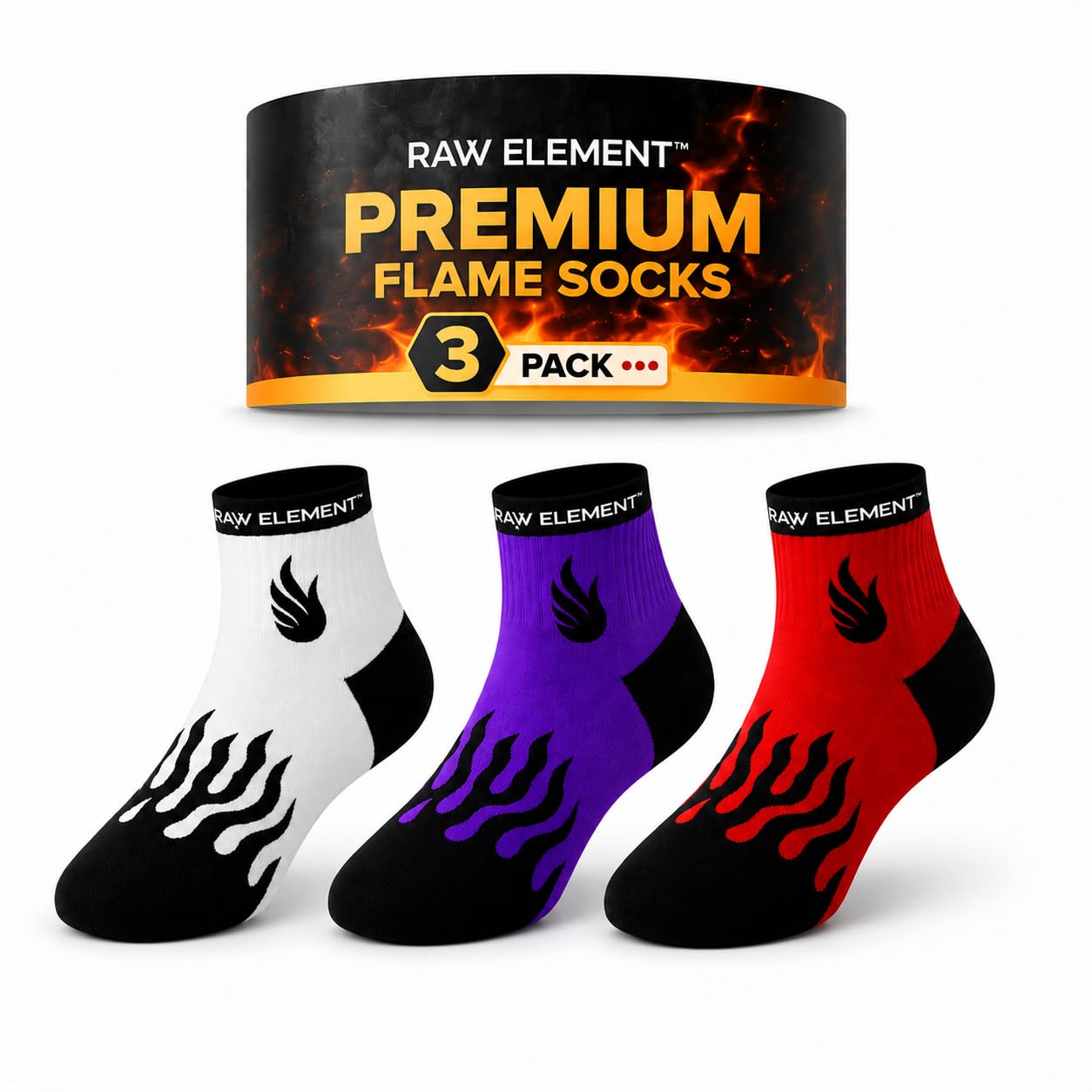 Premium Flame Ankle Socks for Men & Women | Pack of 3 | Cotton Sports & Casual Socks | Breathable Stretchable Crew Length Socks-image-39