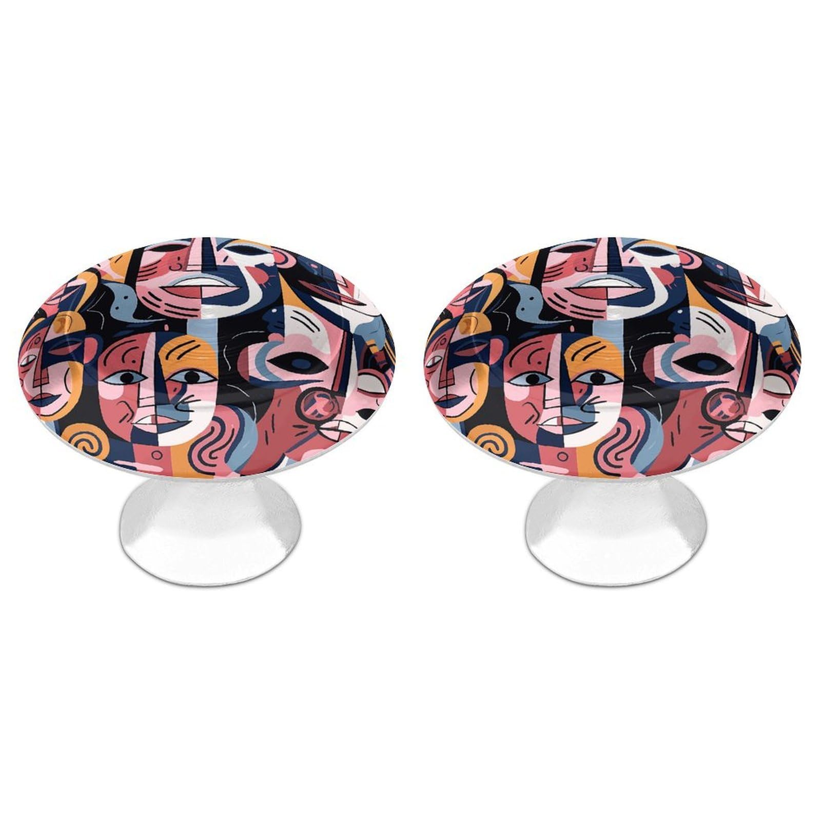 Btcowzrv Style Hand Drawn Human Faces 2 Pack Cabinet Knobs Drawer Pulls