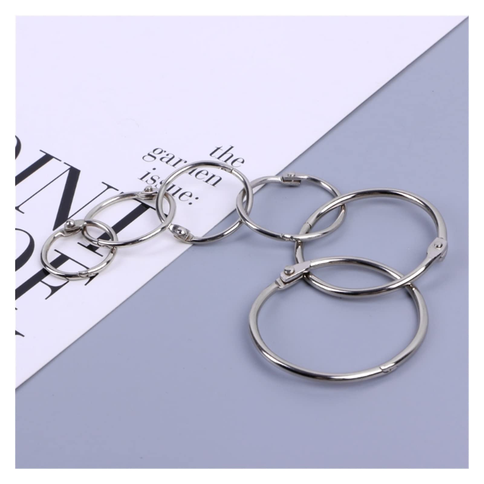 10 Stks Metalen Binder Ring Losse Blad Boek Sleutelhanger Circle Book Binder HOOP Office Binding Supply (Color : Silver, Size : 35-30mm