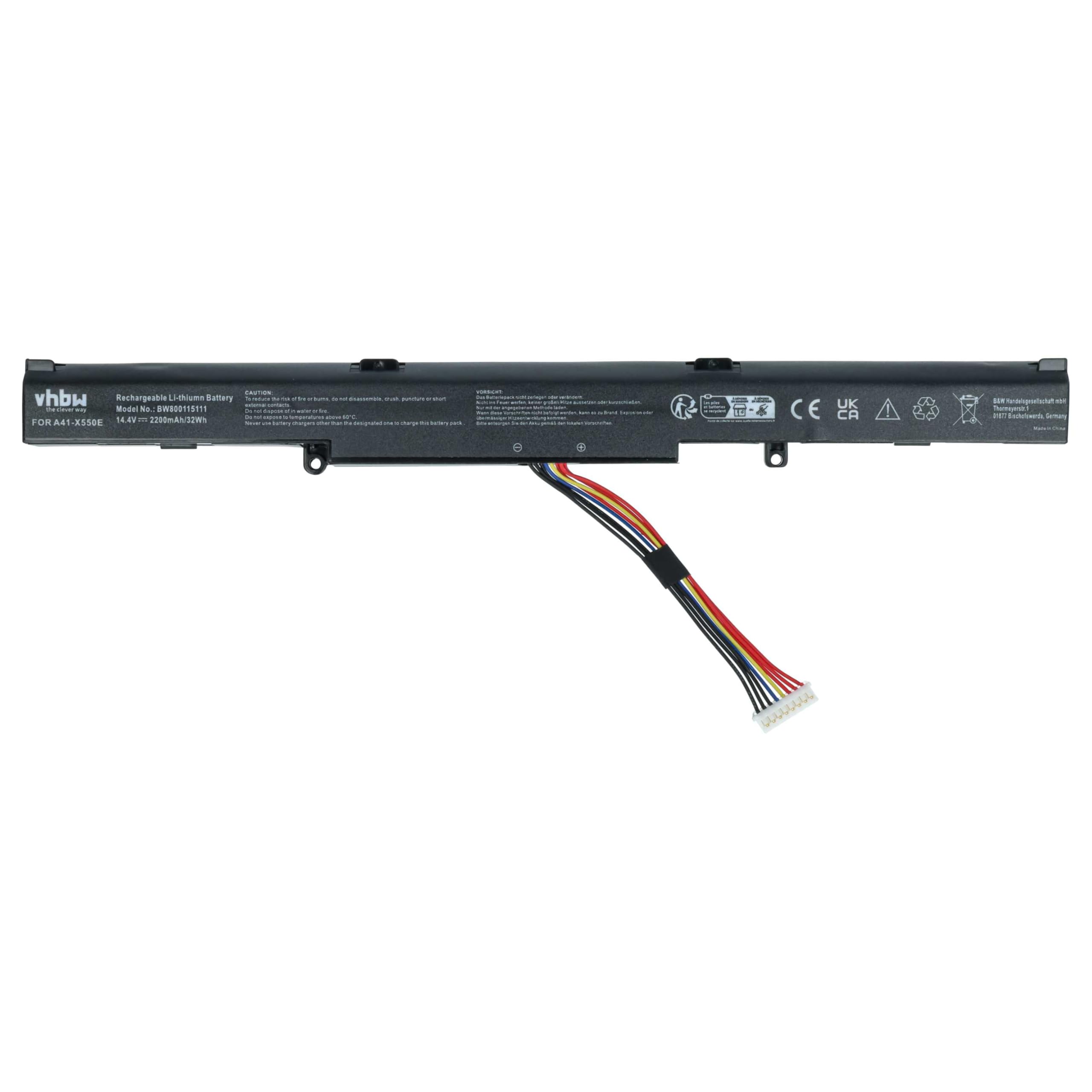 Vhbw Batteria Sostitutiva Per Notebook Asus – 2600mAh, 14.4V, A41-X550E Compatibile Con F550D, X750L, R752L E Molti Altri