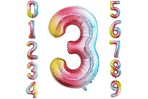 GOER 33 Balloon Numbers, 42 Inch Rainbow Foil for Anniversary Decorations