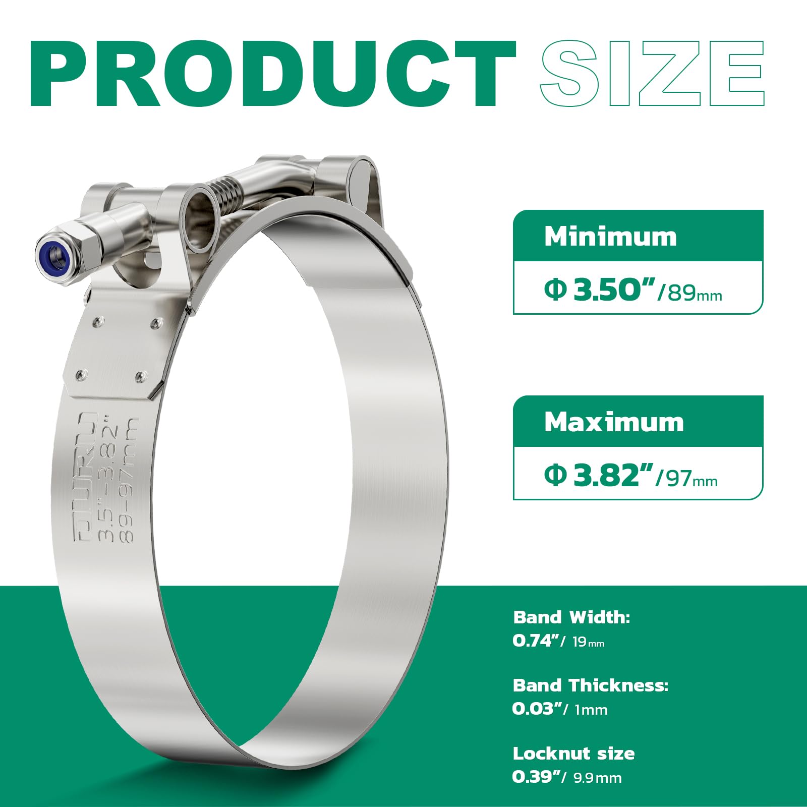 Snapklik.com : 12Pack 3.25 Inch T Bolt Hose Clamp,304 Stainless Steel ...