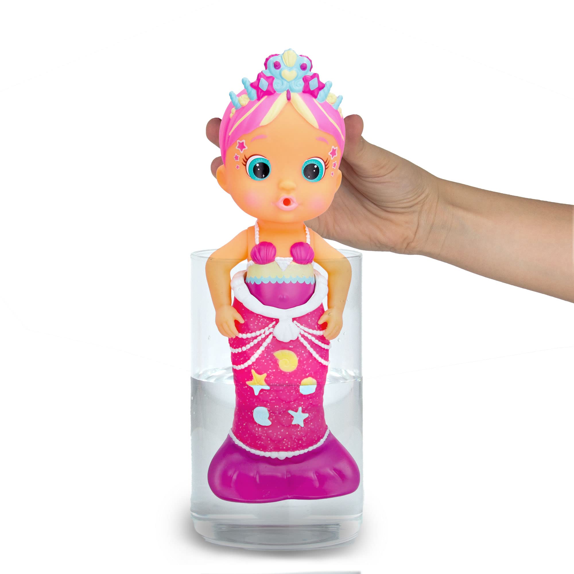 Bloopies Magic Tail Mermaid Millie, Giocattolo d'Acqua, Sirena con Coda scintillante con Glitter e la sua Mascotte Izzy, Spruzza Acqua e Fa Bolle, Giocattolo Regalo per Bambini dai 18 Mesi in su