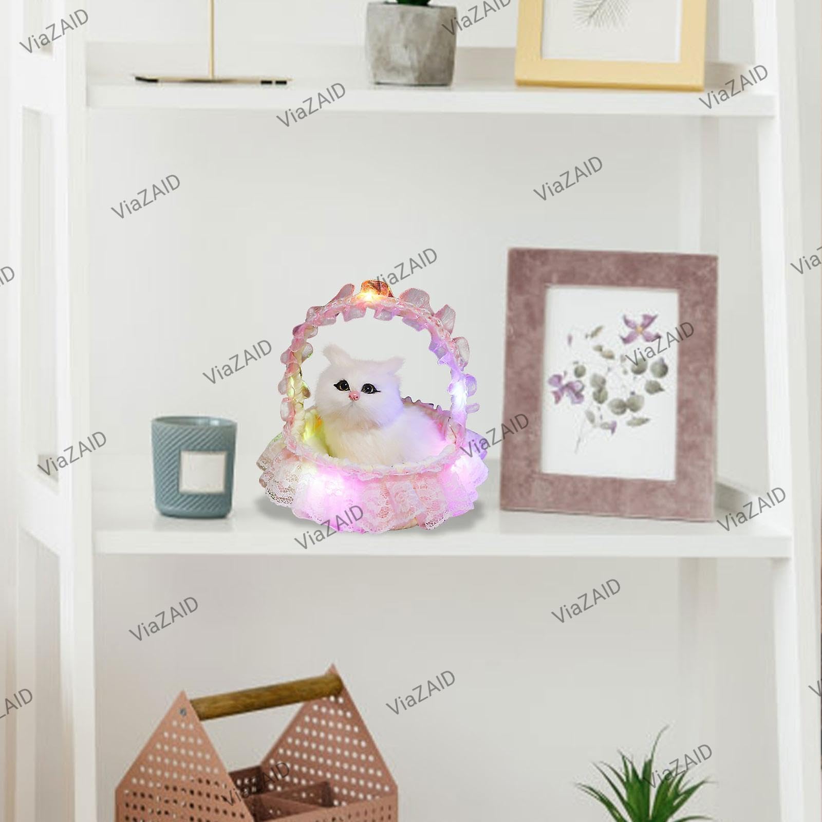 Buy ViaZAID Kitten in Multicolour LED Lights Basket Toy Mini Cat