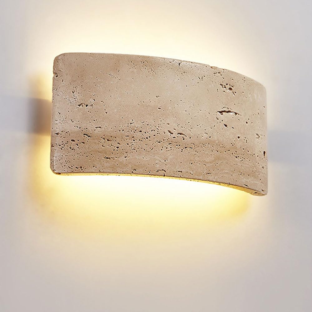 XYBZJP Nordic Minimalist Style LED Wall Lamp, Natural Yellow Travertine Wall Sconce, Hard Wire Connection Wall Light, Bedside Living Room Corridor Decorative Lighting Fixtures