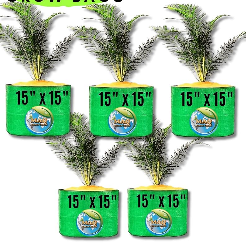 Image of MASHKI HDPE Grow Bags for Home, Terrace & Balcony Gardening - Big Size Vegetable Plant Grow Bags (15x15, 18 inchx18 inch & 24 inchx24 inch - Heavy Duty, UV Stabilized) (5, 15x15 Inches)
