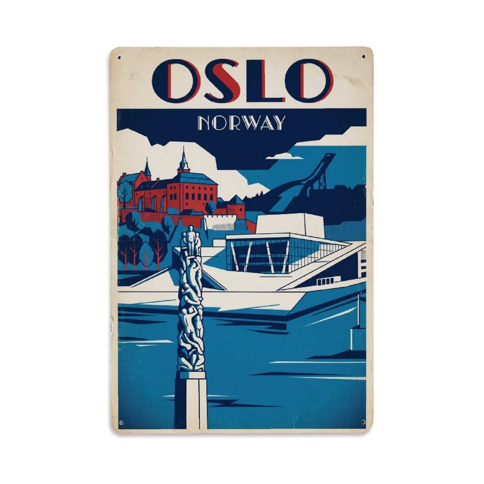 Vintage Travel Norway Oslo Metal Tin Sign