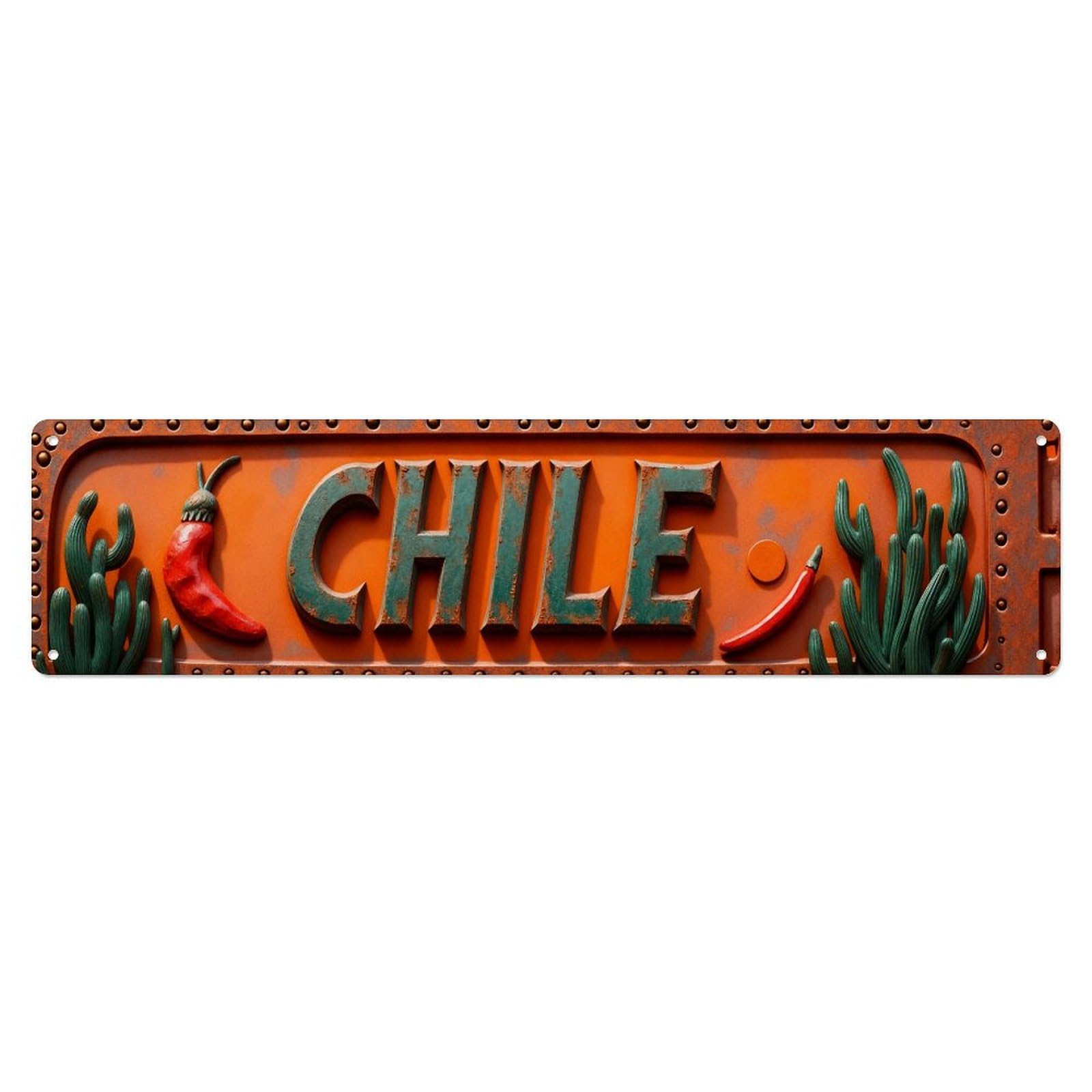 Chile Pepper Cactus Metal Sign Metal Tin Sign Plaque