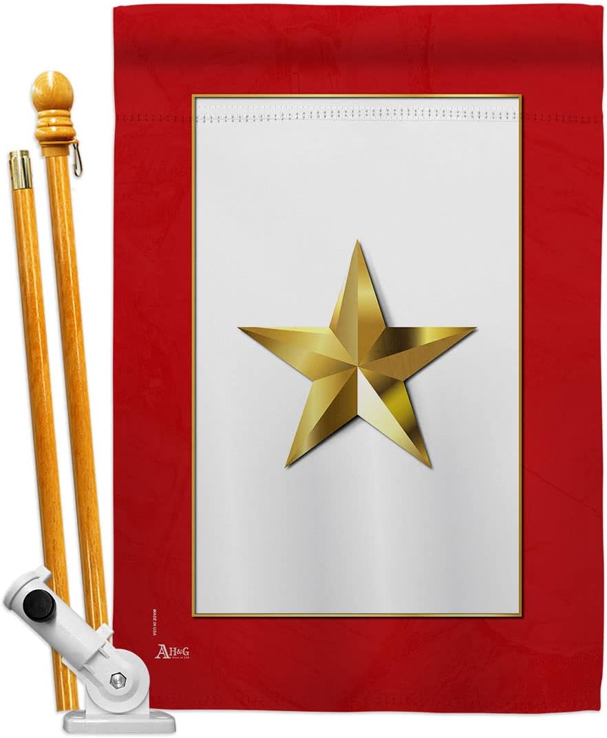 Gold Star House Flag Armed Forces Military Service All Branches Support Honor United State American Veteran Small Decorative Gift Yard Banner Double-Sided Made In USA 28 X 40