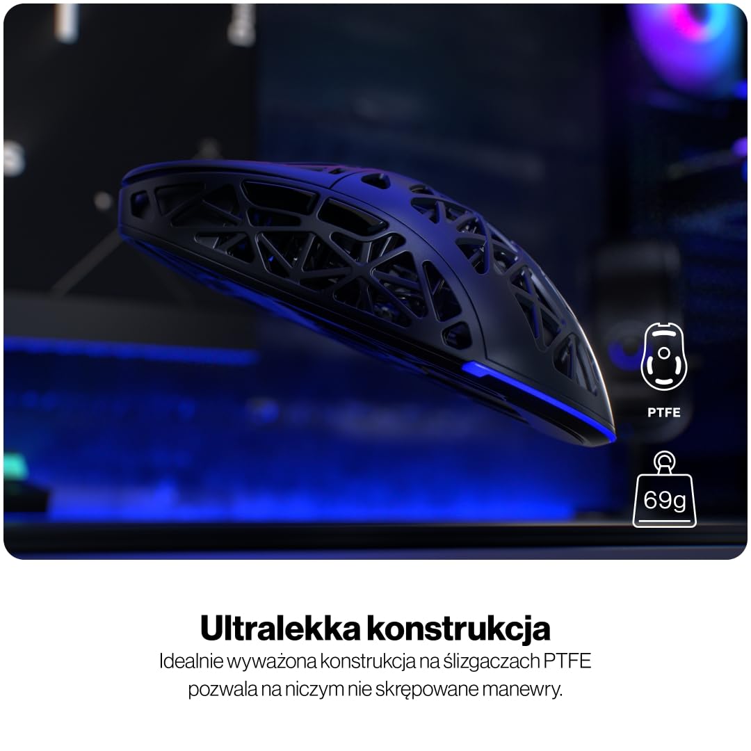 ENDORFY LIV Wireless Gaming Mouse RGB, bezprzewodowa mysz 69 g, PixArt PAW3311, 12000 DPI, Bluetooth, 2.4 GHz, USB-C, Kailh GM 4.0, PTFE