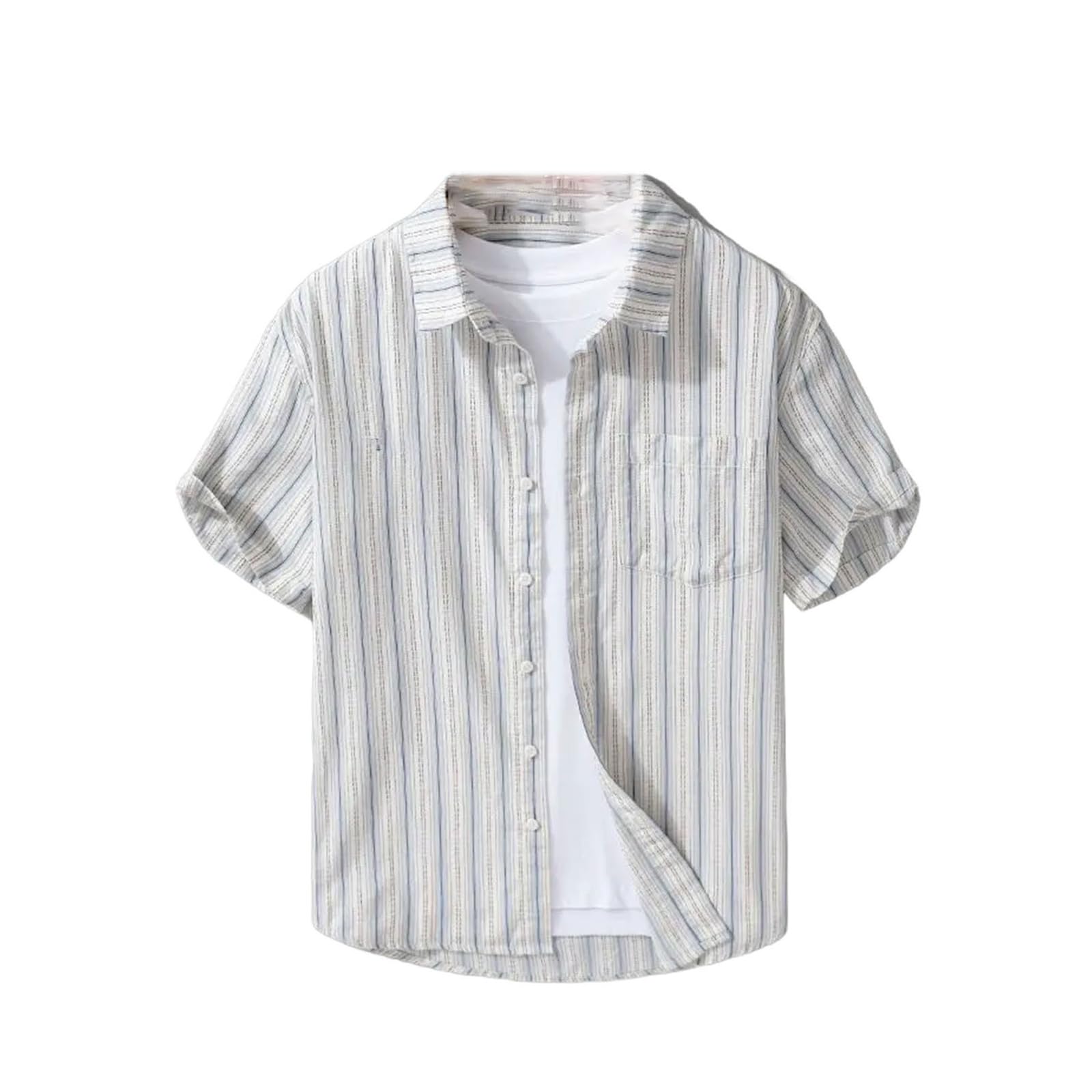 Camisa de manga corta con botones para hombre, diseño holgado, elegante, casual, estilo de negocios, a la moda, cómoda, para uso diario