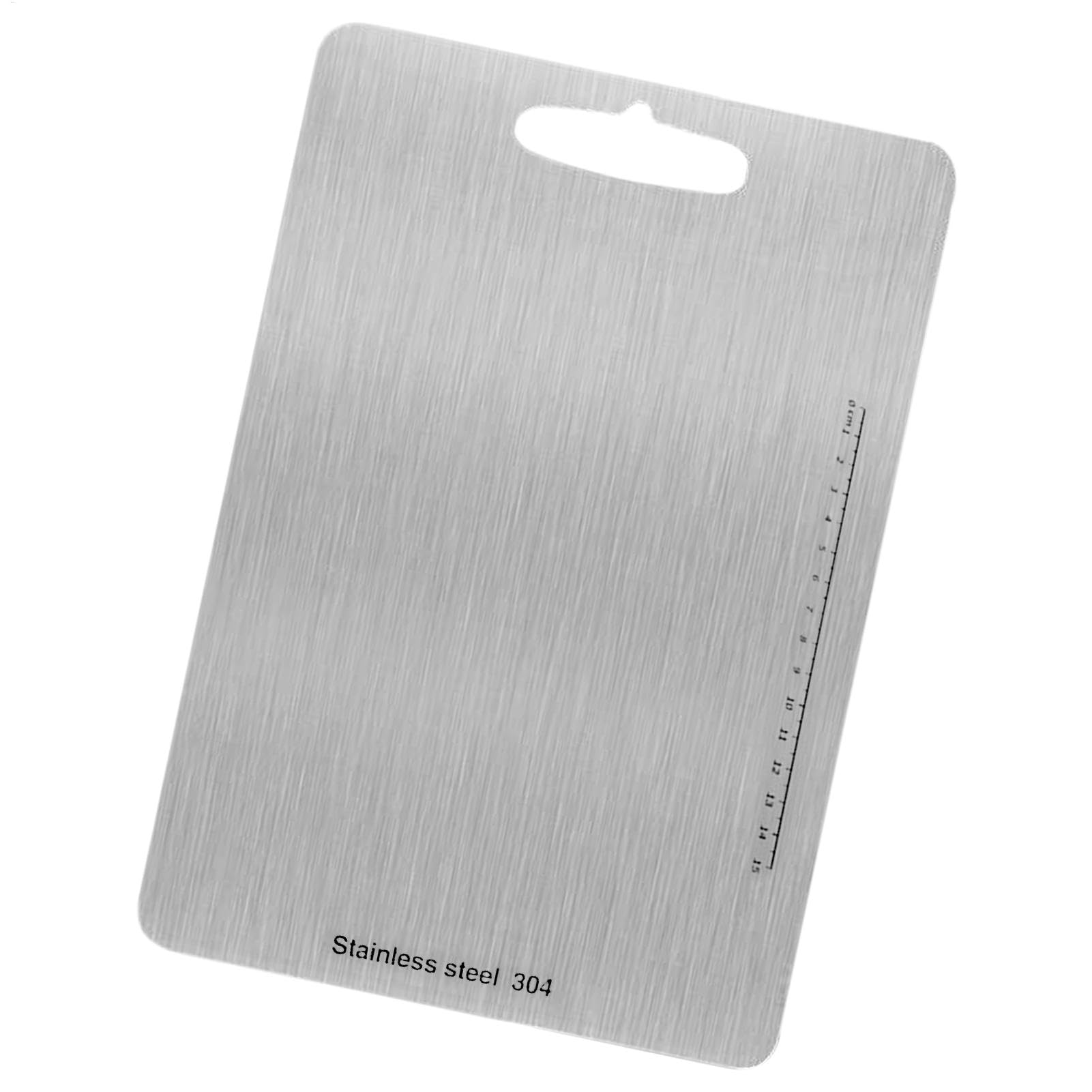 Planche à découper en acier inoxydable double face avec échelle de mesure pour cuisine