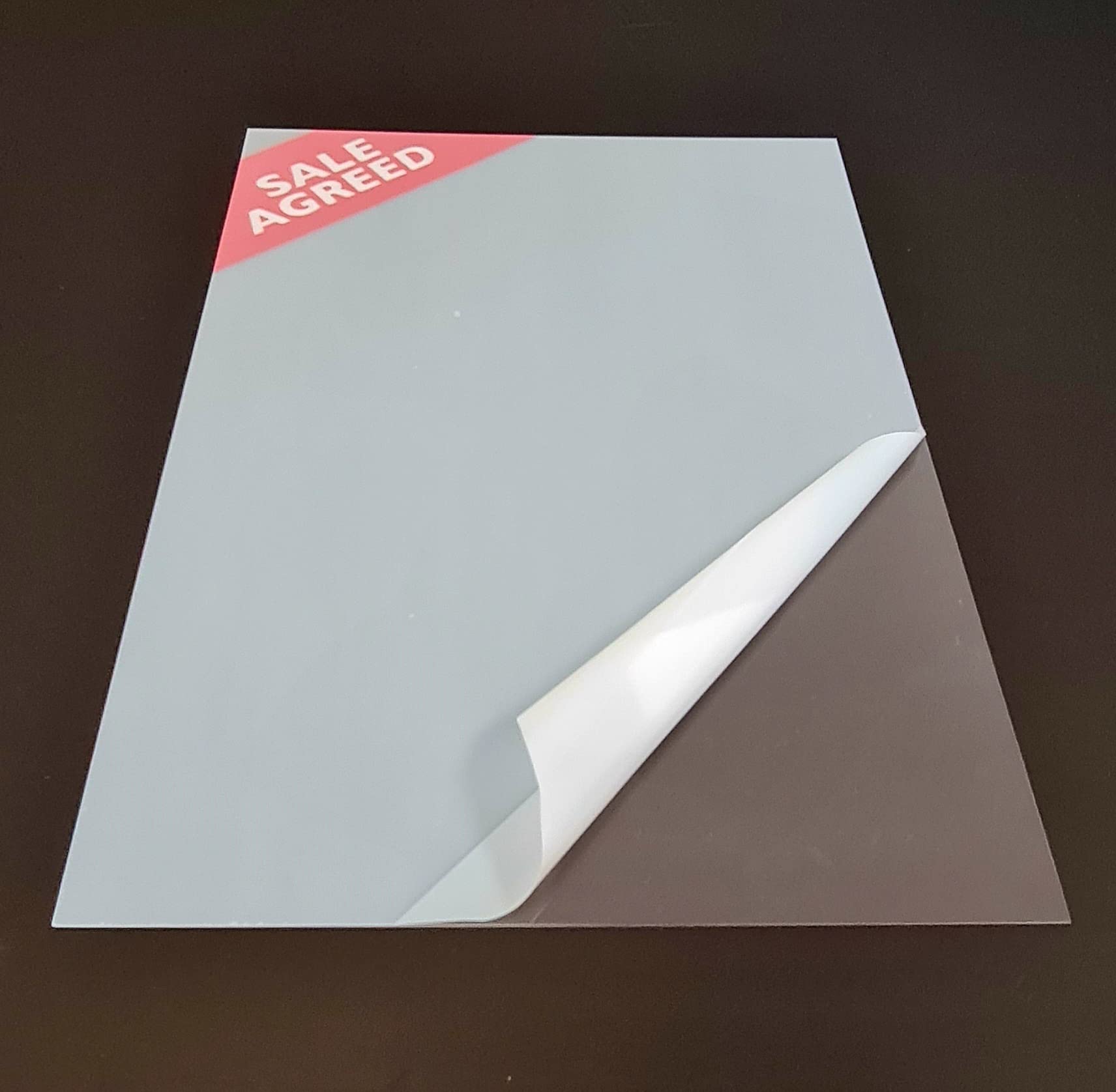 Transparent Window Flashcards for LED Window Displays, Optically Clear Window Card for LED Pockets, Printed Message: Sale Agreed
