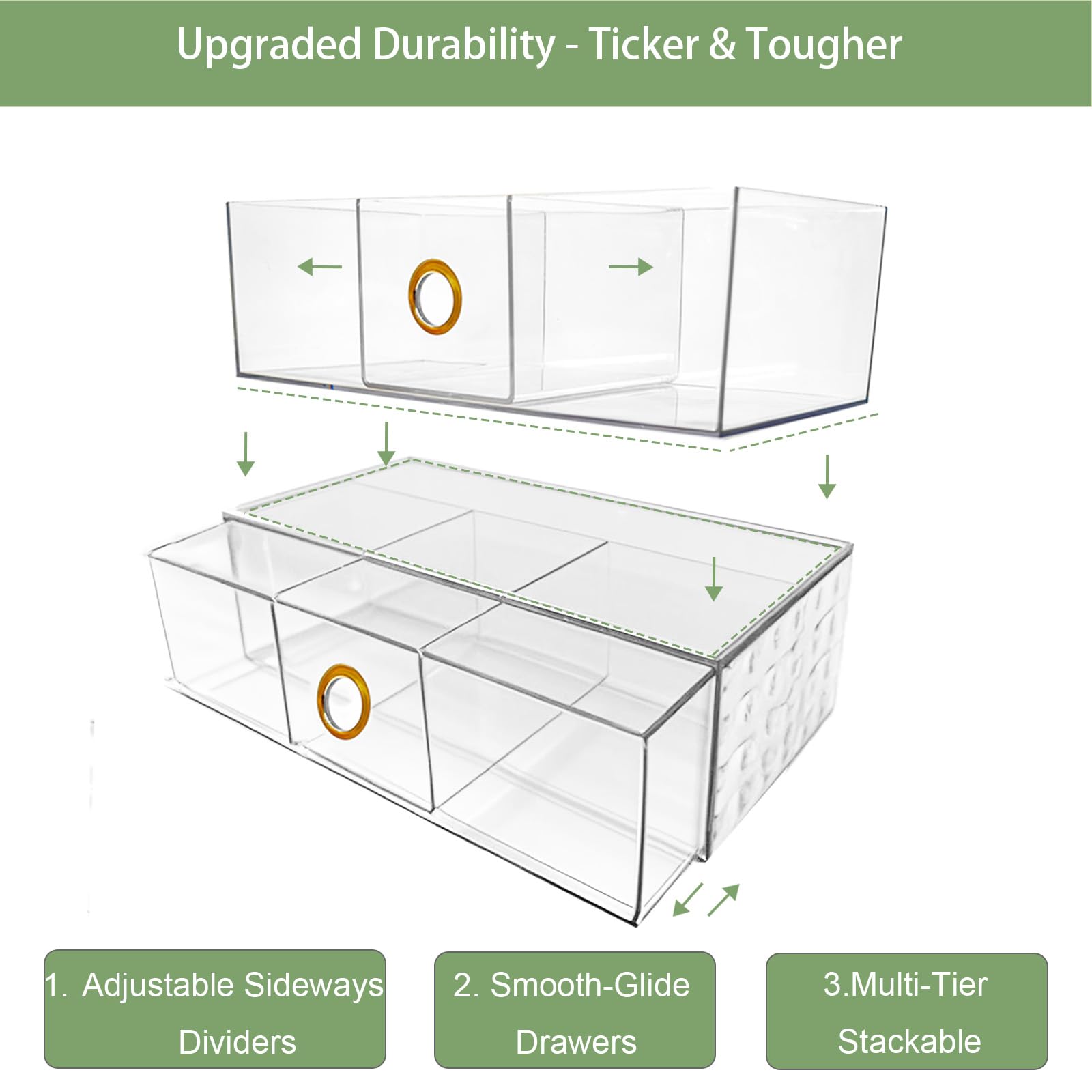 zemalun 3.9 Inch Narrow Medicine Cabinet Organizer,Stackable Bathroom Organizer with Adjustable Drawers & Compartments,Easy Access Design for Small Spaces, Vanity, Mirror Cabinets (3-Tier)