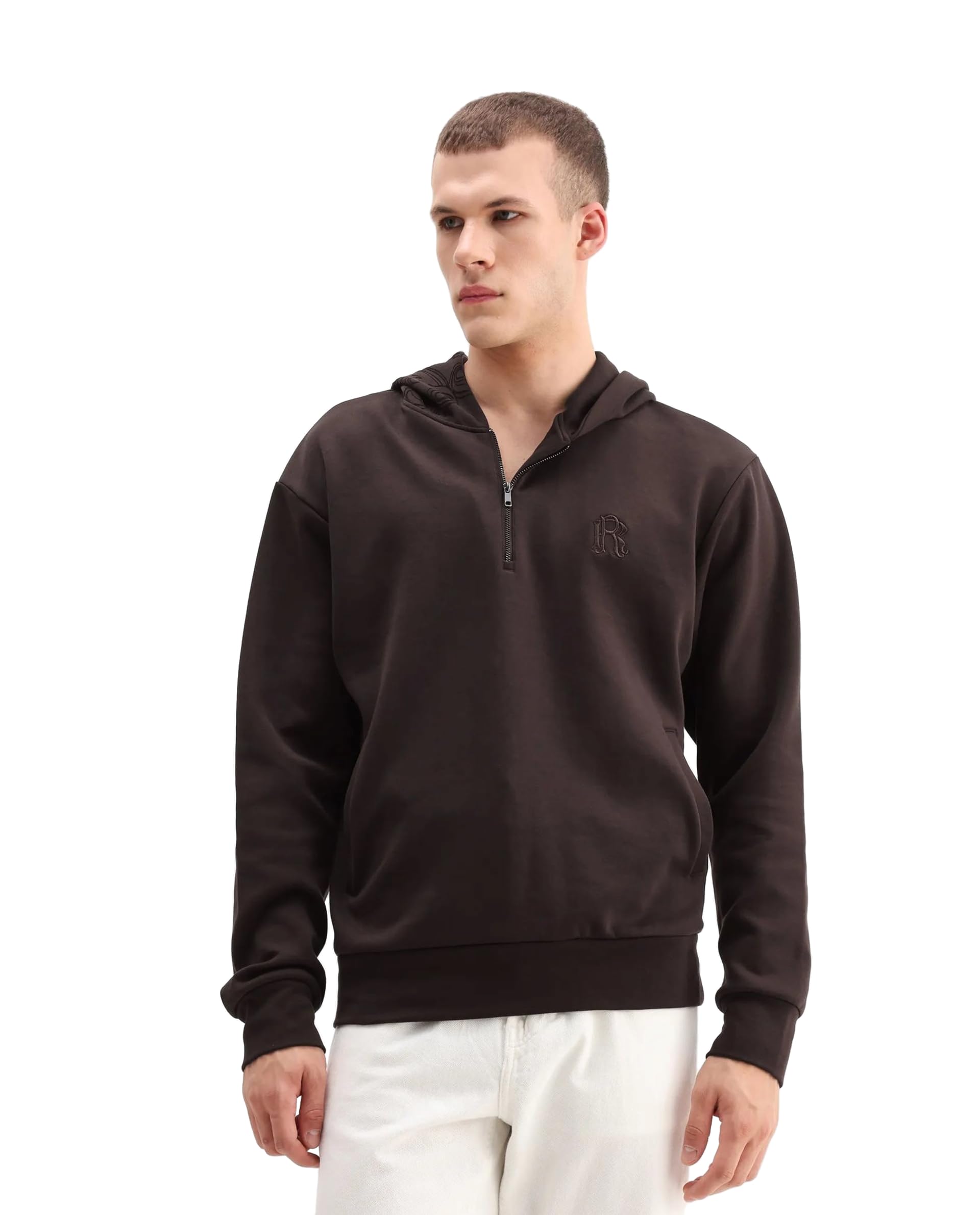 rare rabbit Men's Caig Regular Fit Solid Cotton Blend Hooded Long Sleeve Sweatshirt-picture-30