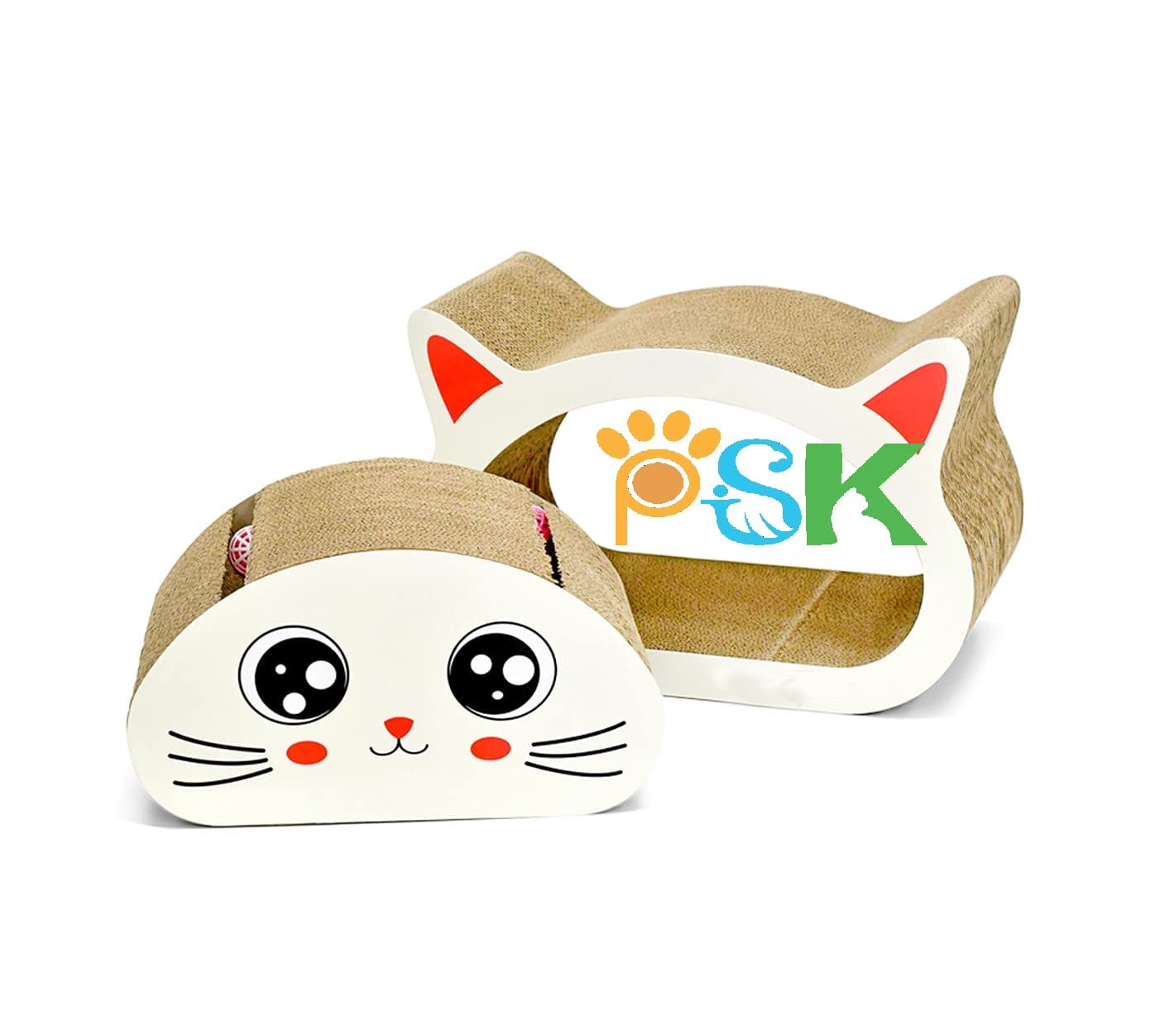 PSK PET MART Cat Scratcher Cardboard 2 in 1 Reversible Scratching Pad Recyclable Corrugated Scratch Toy with Cat-Head Shape Cat Scratch Lounge for Furniture Protection (Multicolor) (B0B6GJXGRM) Amazon Price History, Amazon Price Tracker