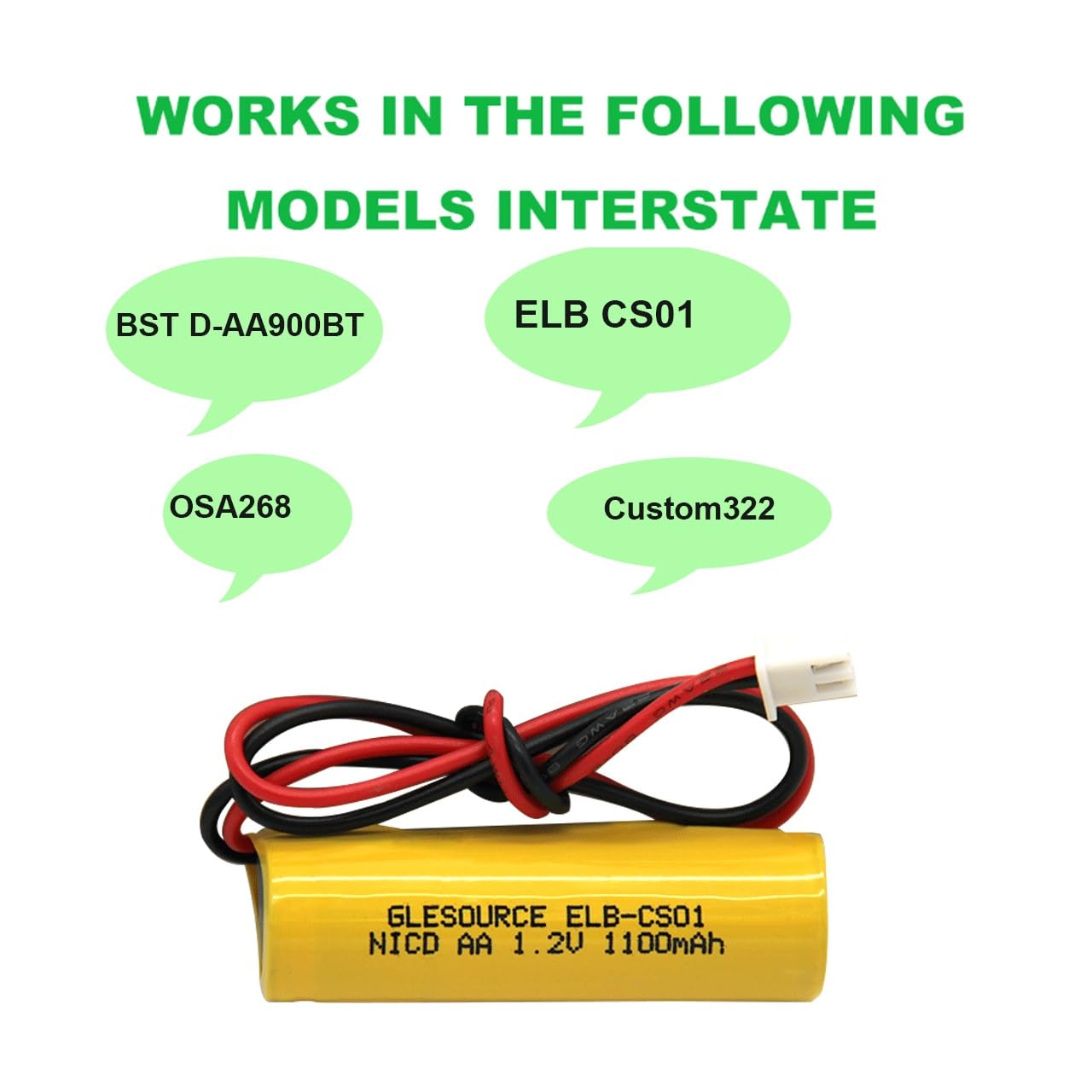 Lot de 10 piles AA 1100 mAh 1,2 V pour éclairage d'urgence ELB-CS01, EXR EL 122 C4T, Custom 332, Unitech OSA268