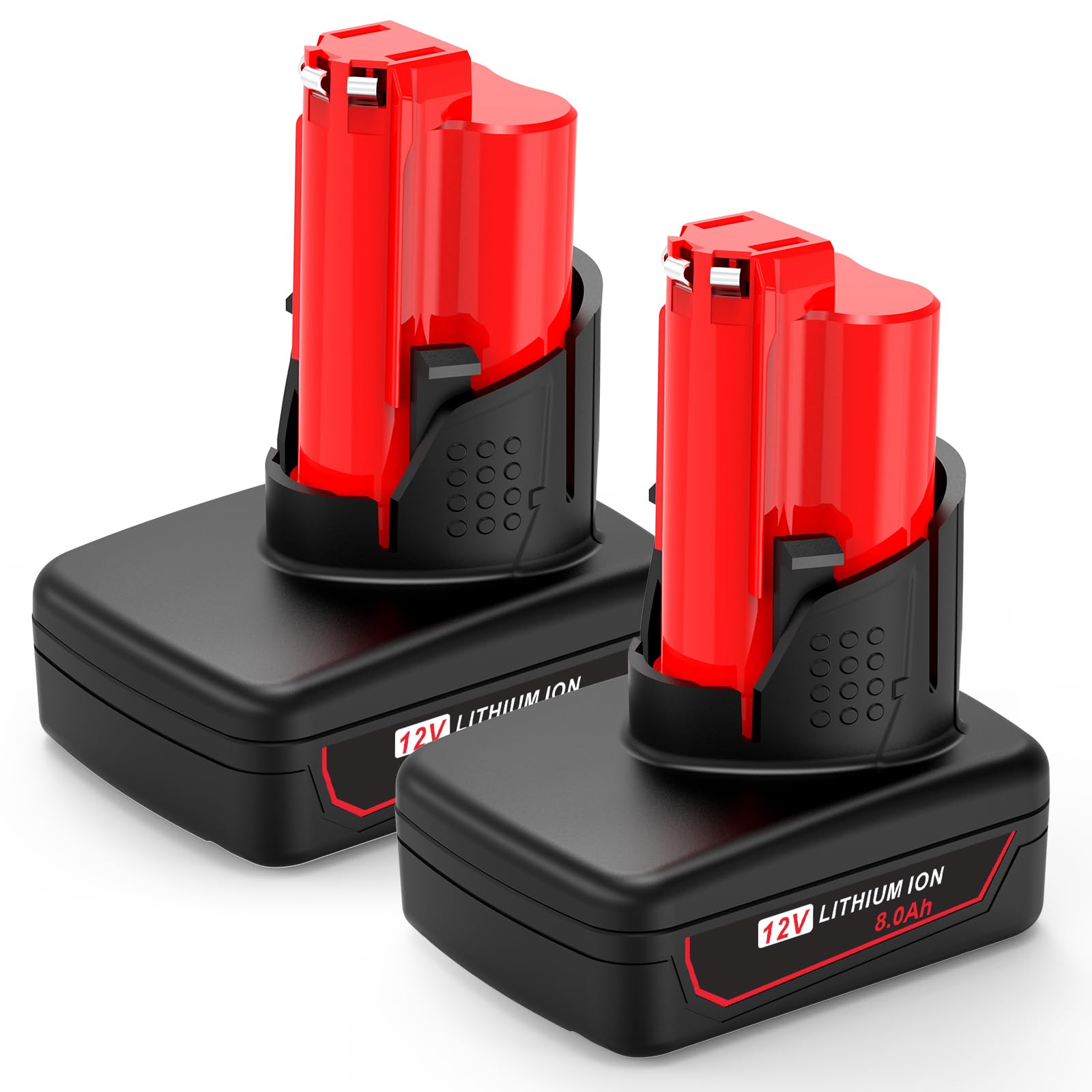 KEATFE 2PCS 8.0Ah M12 Battery for Milwaukee M12 XC Cordless Tools, 8000mAh Capacity Lithium-ion Replacement Battery Compatible with Milwaukee 48-11-2401 48-11-2402 48-11-2411 48-11-2420 48-11-2460