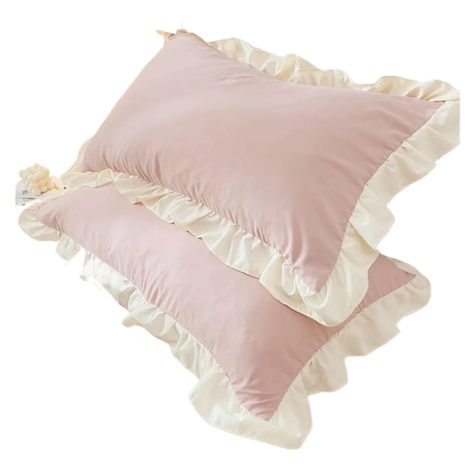 LYXYGMV Princess Pillowcases With Ruffles Multiple Sizes Pillow Cover Comfortable Case For the Bedroom(Pink,1Pcs 48x74cm)
