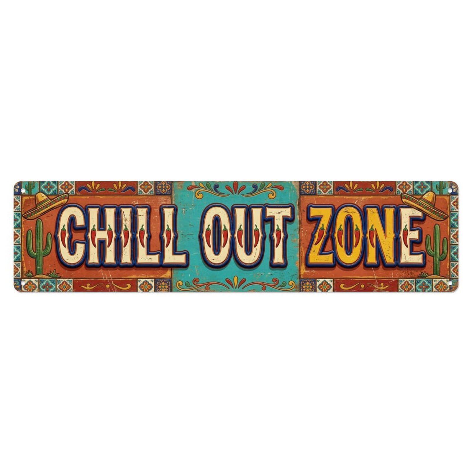 Chill Out Zone Faded Cantina Vintage Metal Tin Sign Wall Decor for Cafe, Club, Garden Metal Poster 4x16Inch