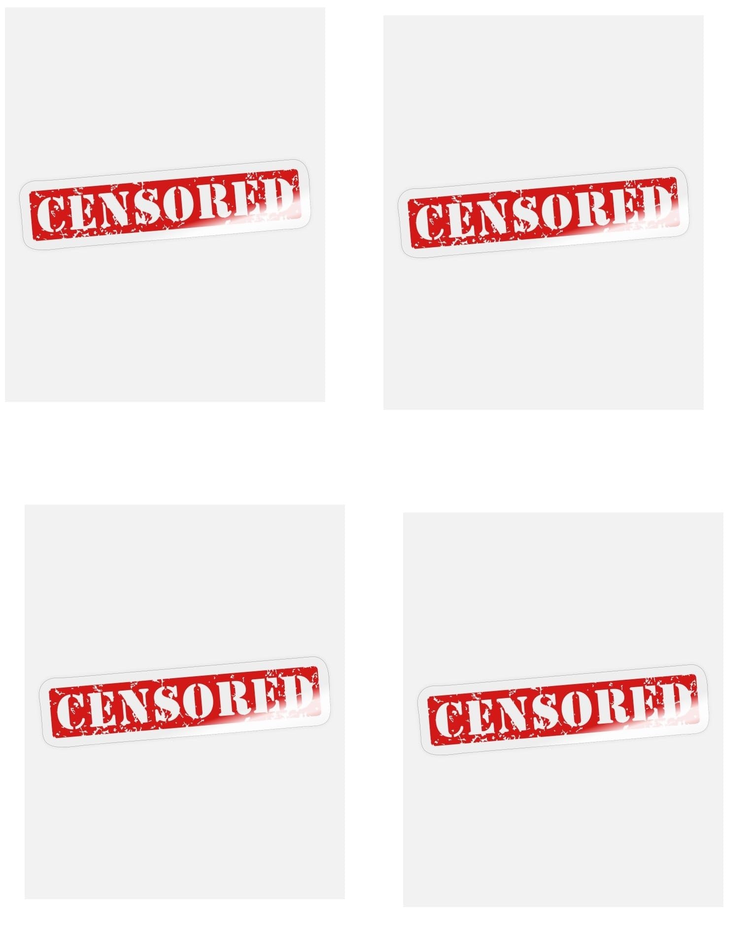 Pack of 4-3 Inch Stickers - Censored red Stamp 01 on Sticker - Sticker Graphic Decal