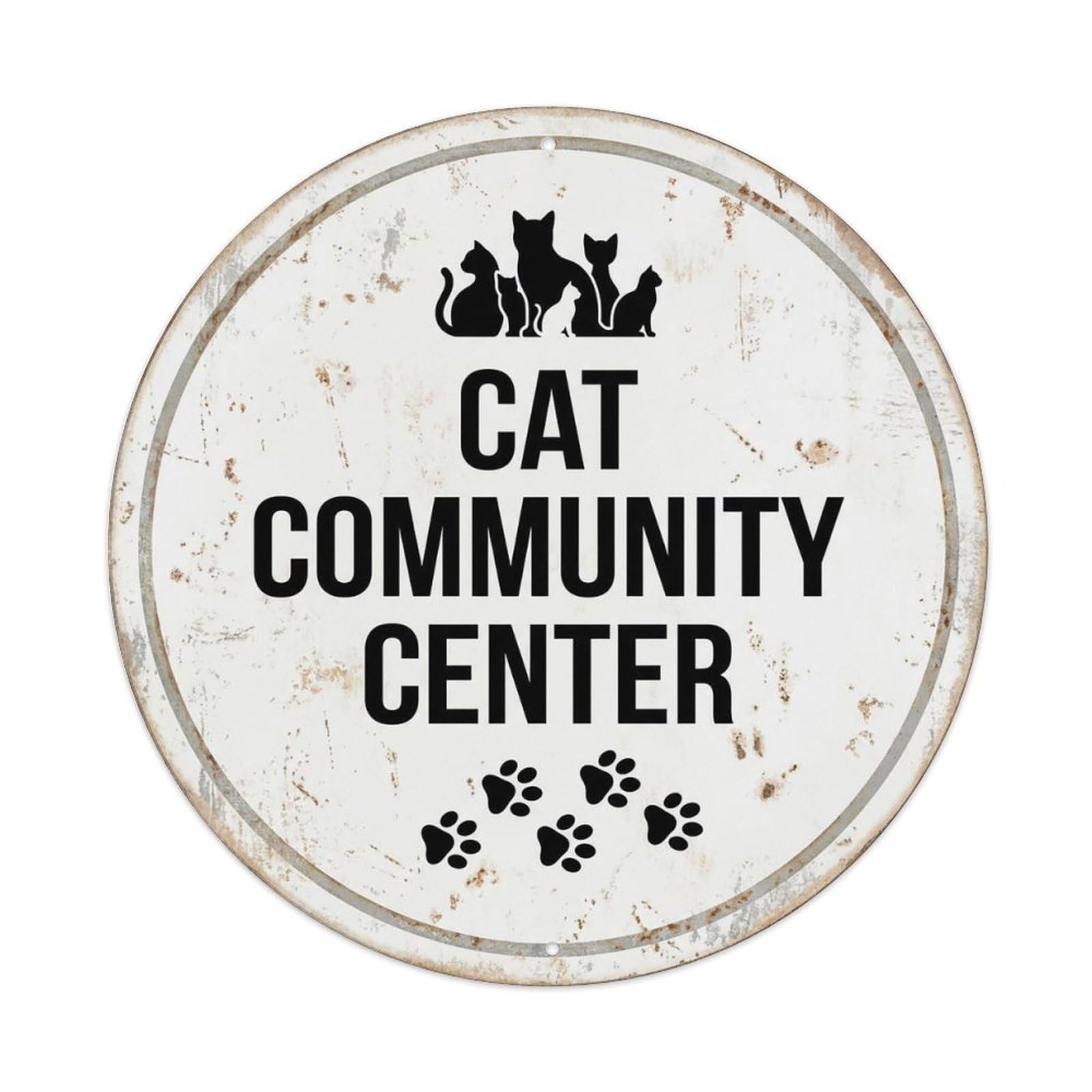 Vintage Cat Community Center Decor Metal Tin Sign
