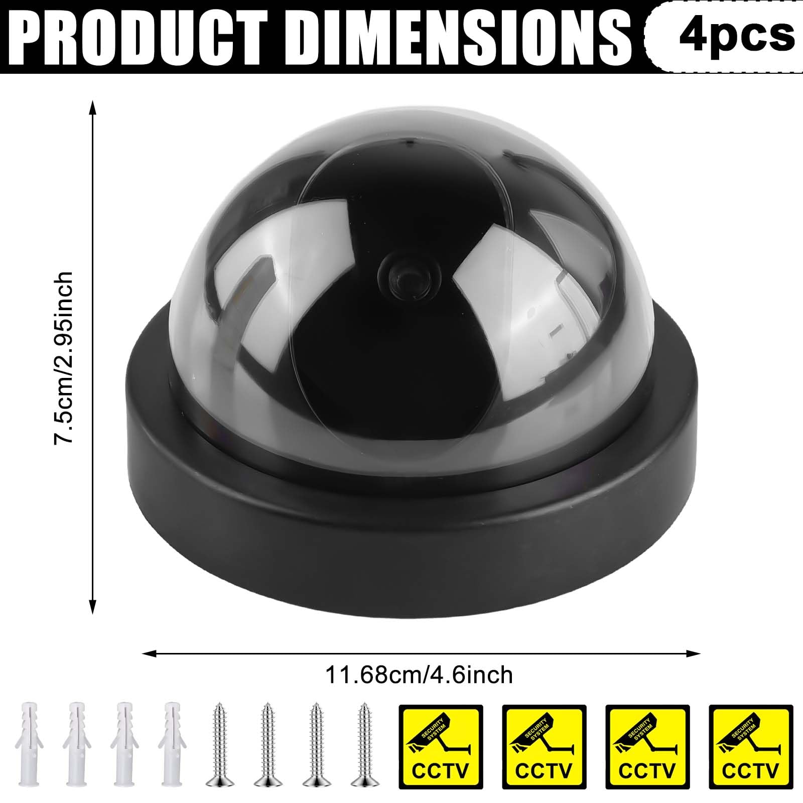 Lot de 4 Caméra Attrape : Caméra de Surveillance factice Fausse Caméra de Surveillance avec Lumière LED Clignotante - Outil de Dissuasion Visuel pour Maison, Boutique et Sécurité du Site