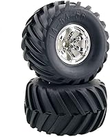 Vista 6 de Juego de 4 ruedas y neumáticos de camión monstruo RC 1/10, neumáticos de goma de 5.315 in y llantas de plástico de 6 radios para HSP HPI Tamiya