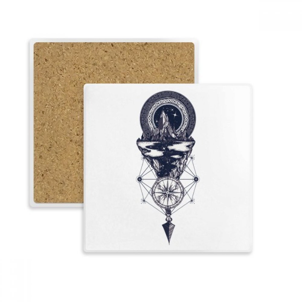 Coaster pierre absorbante au motif artistique de boussole et étoiles