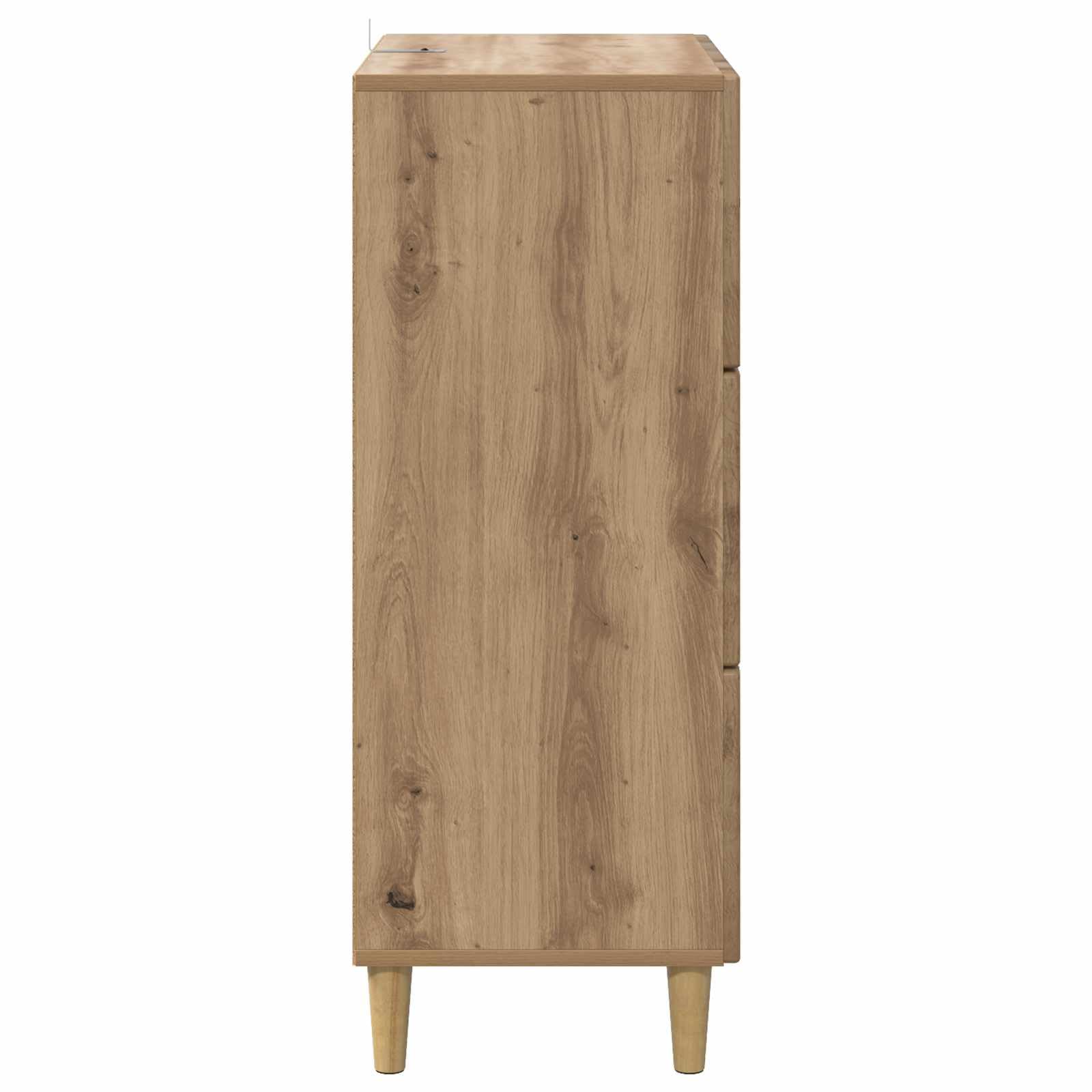 Cassettiera in rovere Artisan, 66 x 34,5 x 90 cm, con 3 cassetti e molto spazio per soggiorno, camera da letto, ufficio, corridoio e cucina