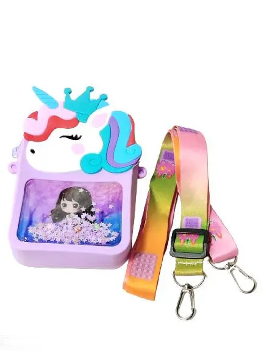 livaas random colour sparkling unicorn sling bag for girls/kids sling purse/kids return gift/silicon mini cute cross body bag travelling bag/adjustable straps-picture-21