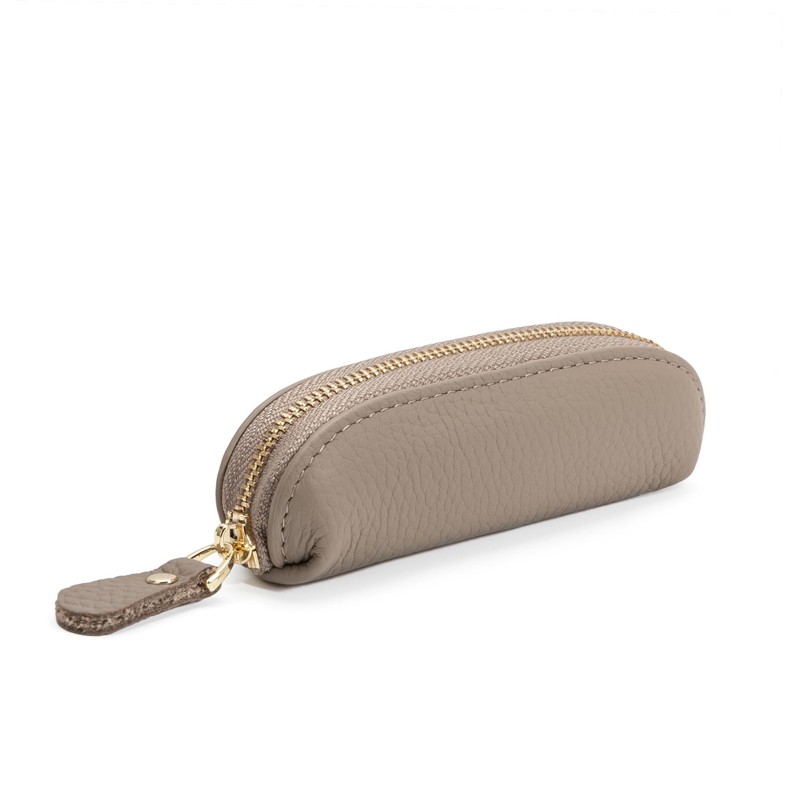 Full Grain Leather Coin Pouch - Travel Small Coin Purse with Zipper - Mini Key Pouch Change Purse for Women and Men (Elephant Gray)