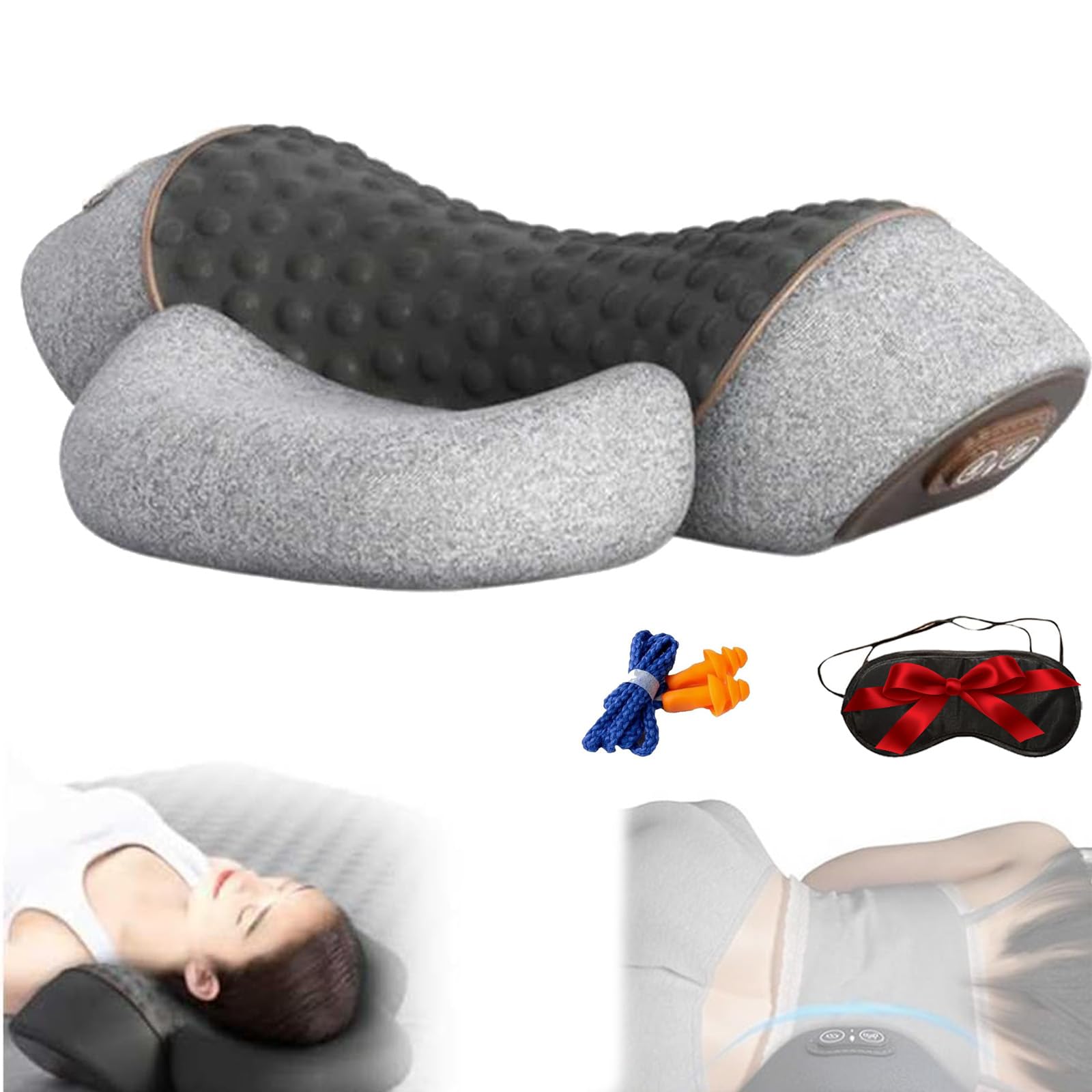 TinyShiatsu 3in1 Massage Kopfkissen, Nackenmassagegerät Elektrisch mit Wärme, Ergonomic Massagekissen Rücken für Unteren Rücken, Nacken (SH)
