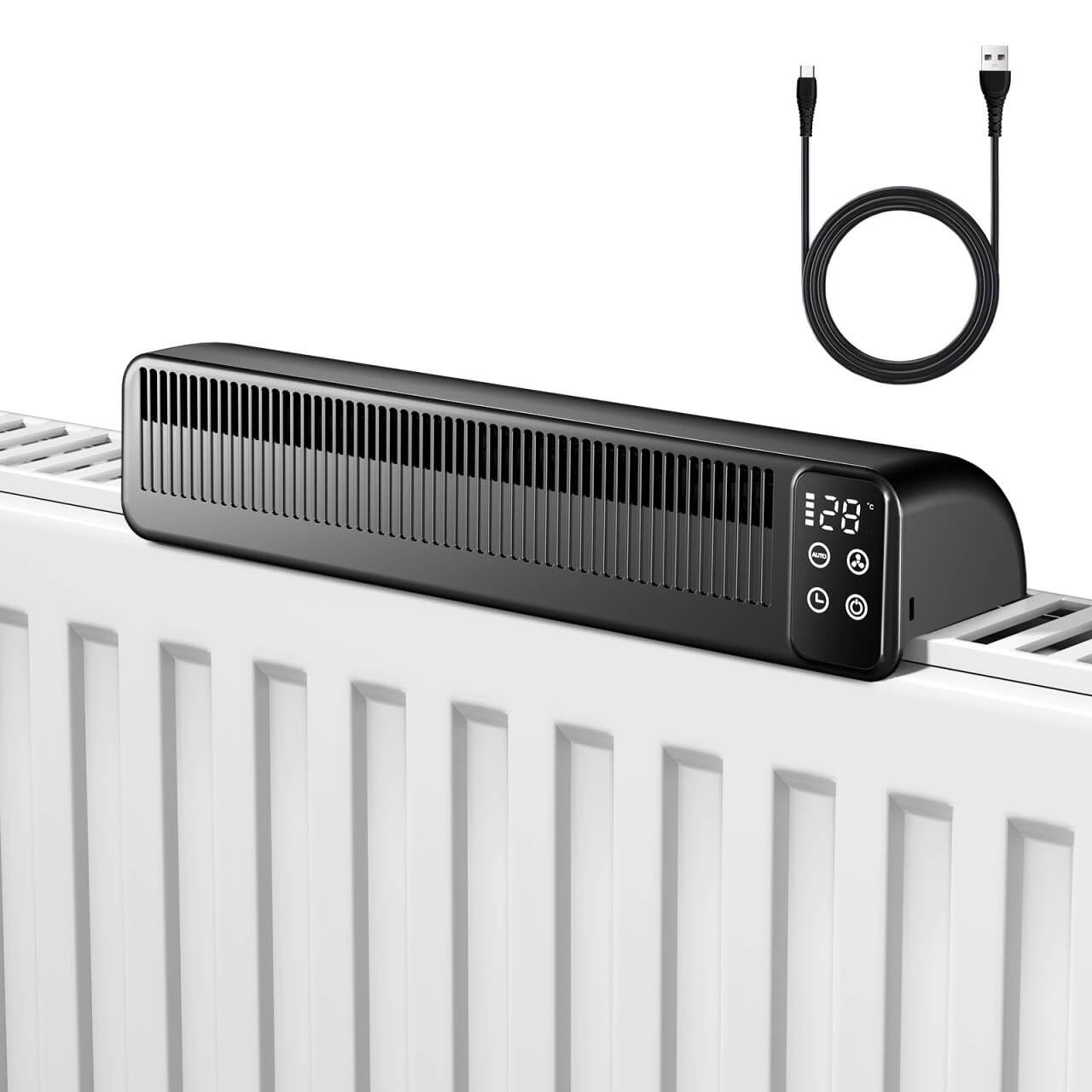Ventilatore per radiatore, ventilatore per radiatori, miglioramento della distribuzione del calore, risparmio energetico, 2 modalità, ventilatore di riscaldamento (1 pezzo, nero)