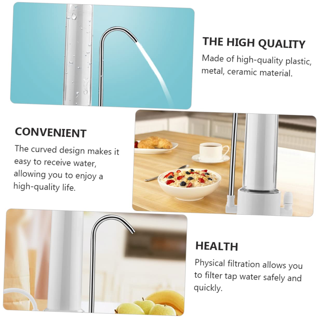 Homoyoyo 1 Set Purificateur D'eau à Robinet Comptoir Filtre Eau Potable à Filtration Physique Système de Purification Adaptable