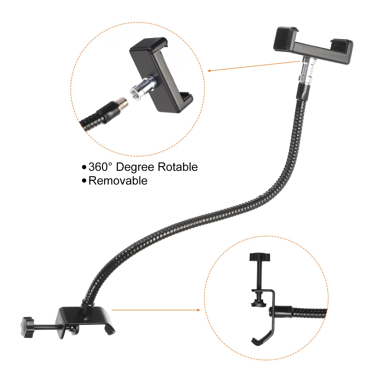 PATIKIL 16.9" Gooseneck Desk Mic Stand, 2Pcs Flexible Arm Desktop Microphone Stand with Clip - Image 3