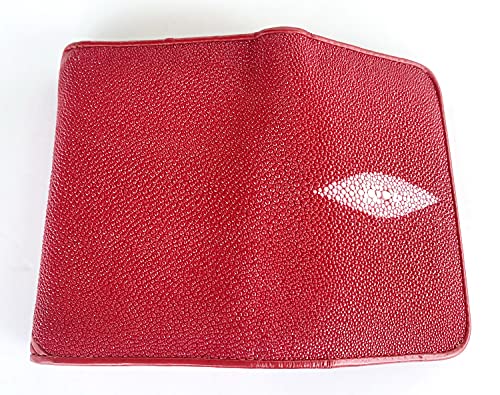 Julie Genuine Real Stingray Skin One Eye Leather Trifold Clutch Red Wallet Purse4