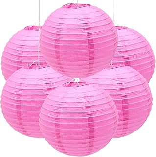 Ruidee 6 farolillos de papel de 30 cm redondos para colgar de papel, farolillos de papel para decorar luces y decoraciones para bodas, cumpleaños, diámetro (ZDL/Rose)