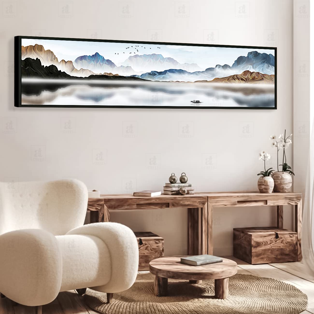 Painting Mantra Landscape Moutain & Lake View Large Canvas Painting Framed Panel Wall Art Print, Framed Luxury Paintings for Home Decoration,Living room, Bedroom & Office Décor (White, 13x47 Inch) (B0BFJY5NXX) Amazon Price History, Amazon Price Tracker