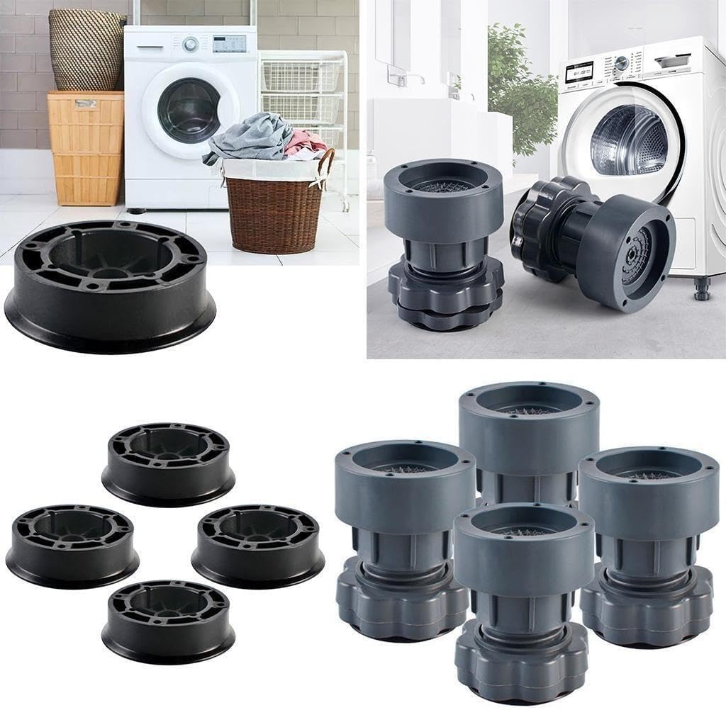 SWOPPLY Plastic Washing Machine Vibration Feet Pad 4 Pc Adjustable Highly Non-Slip Support Anti Vibration Pads Walk Pads Shock Absorber Noise Cancelling Furniture Refrigerators Lifting Base