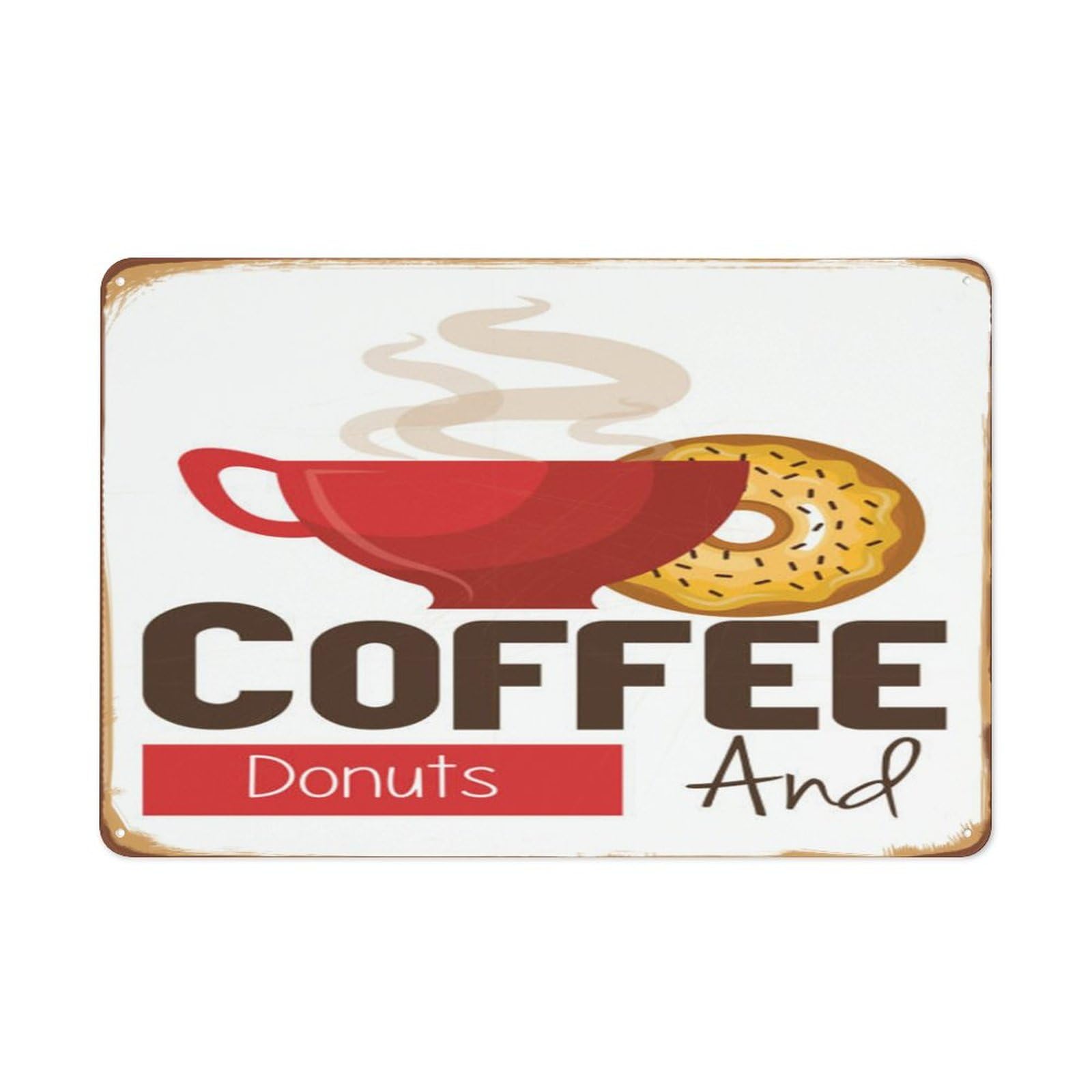peiyeety COFFEE And Donuts Sign Coffee signs foodie lover gift food Wall Plaque Decoration Funny Novelty Tin Sign Cafe bar Home Wall Art Decoration Retro Metal Tin Sign DRINK Door Hanger Gift 8"x12"