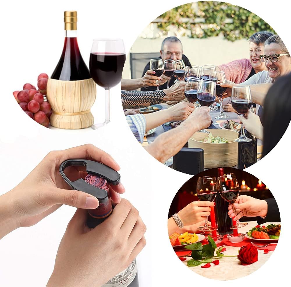 Cortadores Magnéticos de Láminas de Vino, Cuchillas de Acero Inoxidable Removedor de Láminas para Botellas de Vino Cortador de Láminas de Vino de Doble Hoja Accesorios para Abrir Botellas(negro)