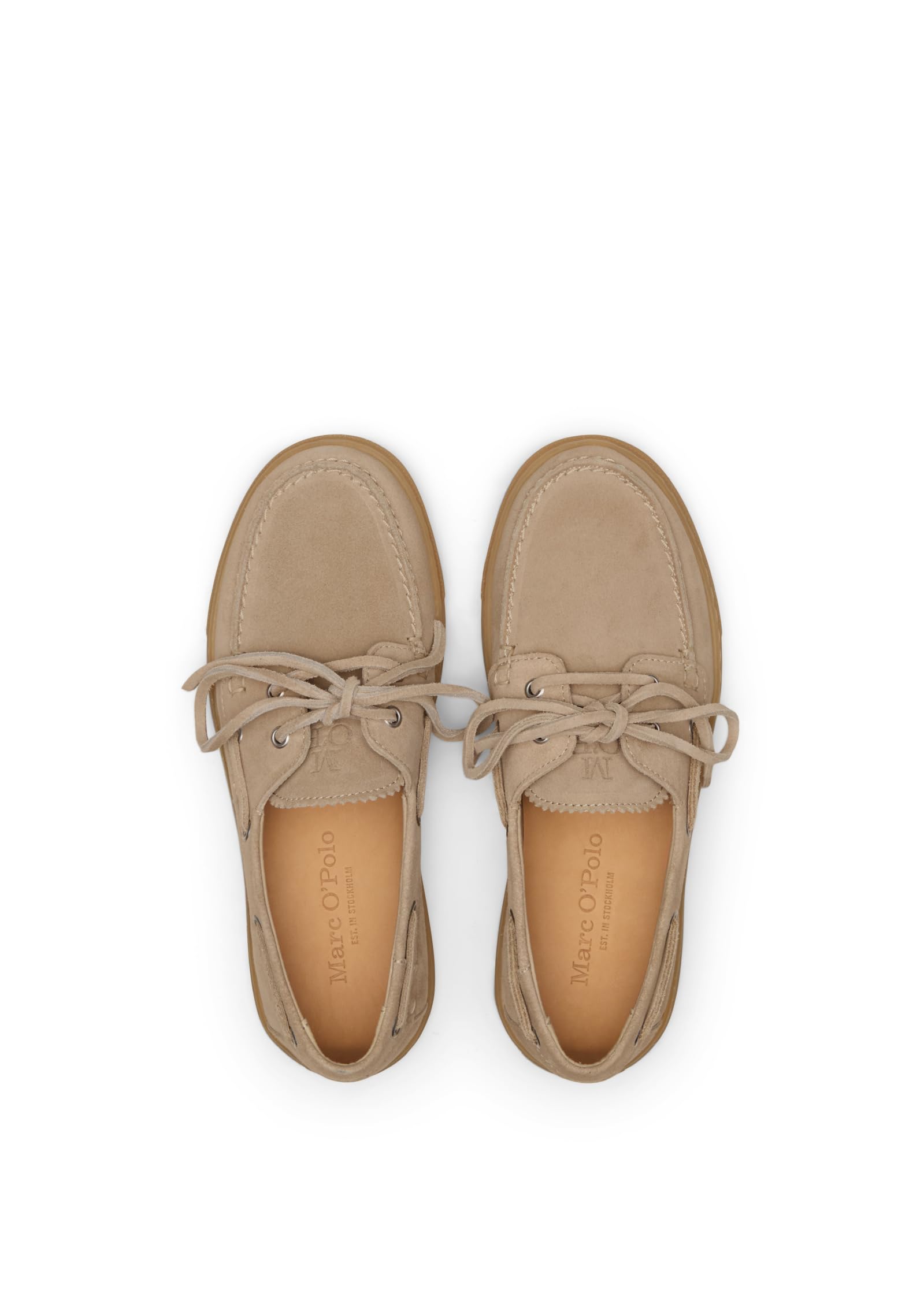 Marc O’ Polo Damen - Schnürschuhe Kara 1B in beige Rauleder