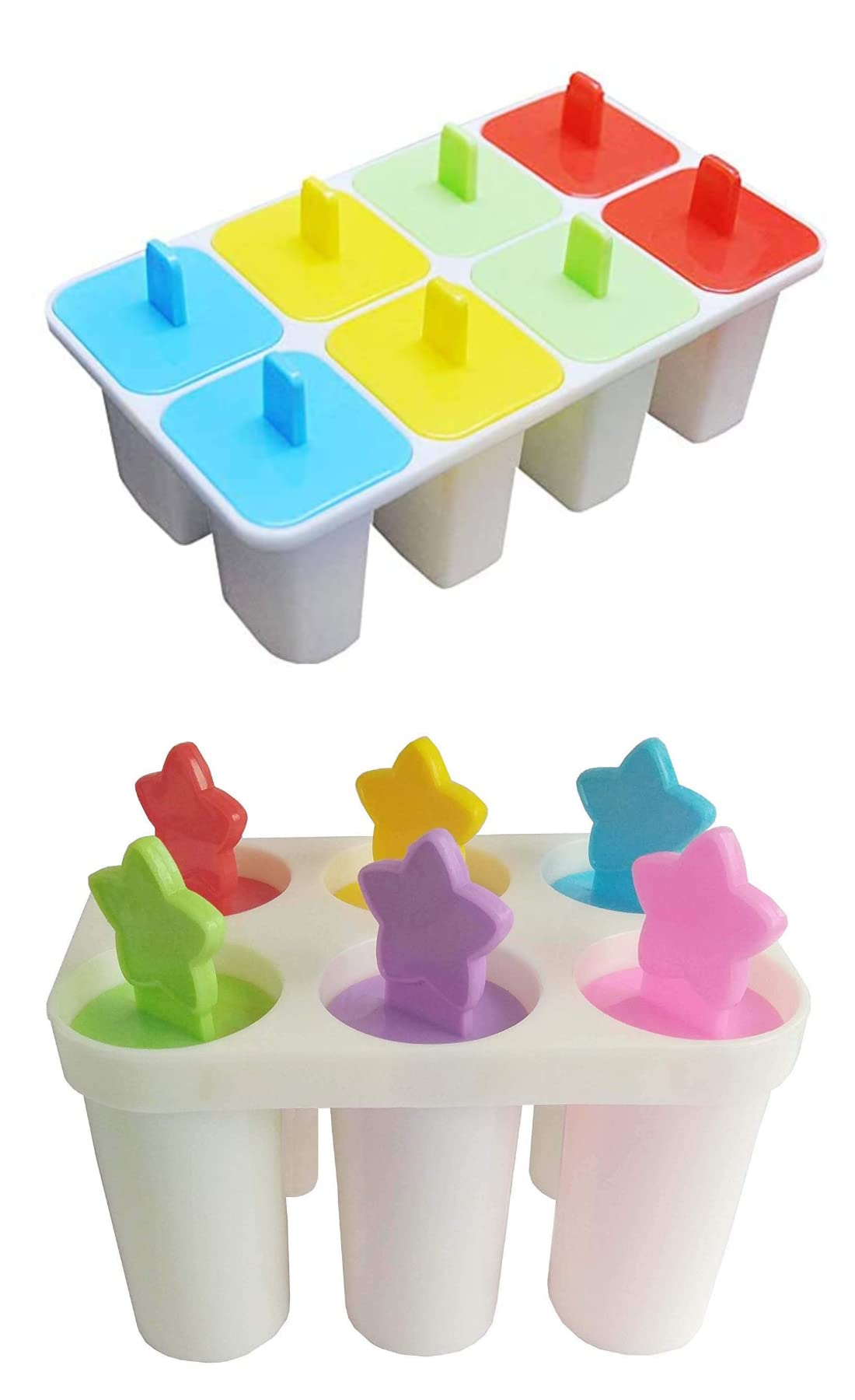 puthak manual ice cream maker plastic ice cream candy kulfi maker mould ice stick trays multicolor plastic ice cube tray (pack of 2)- pthk-7063