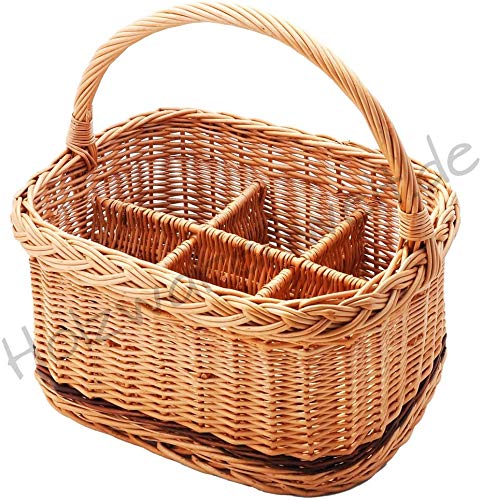 ForYourProtection Flaschenkorb Einkaufskorb Weidenkorb Autokorb Weide Korbwaren Korb GROßES Auswahl (Typ 35: (L) 40 x (B) 30 x (H) 21/38)