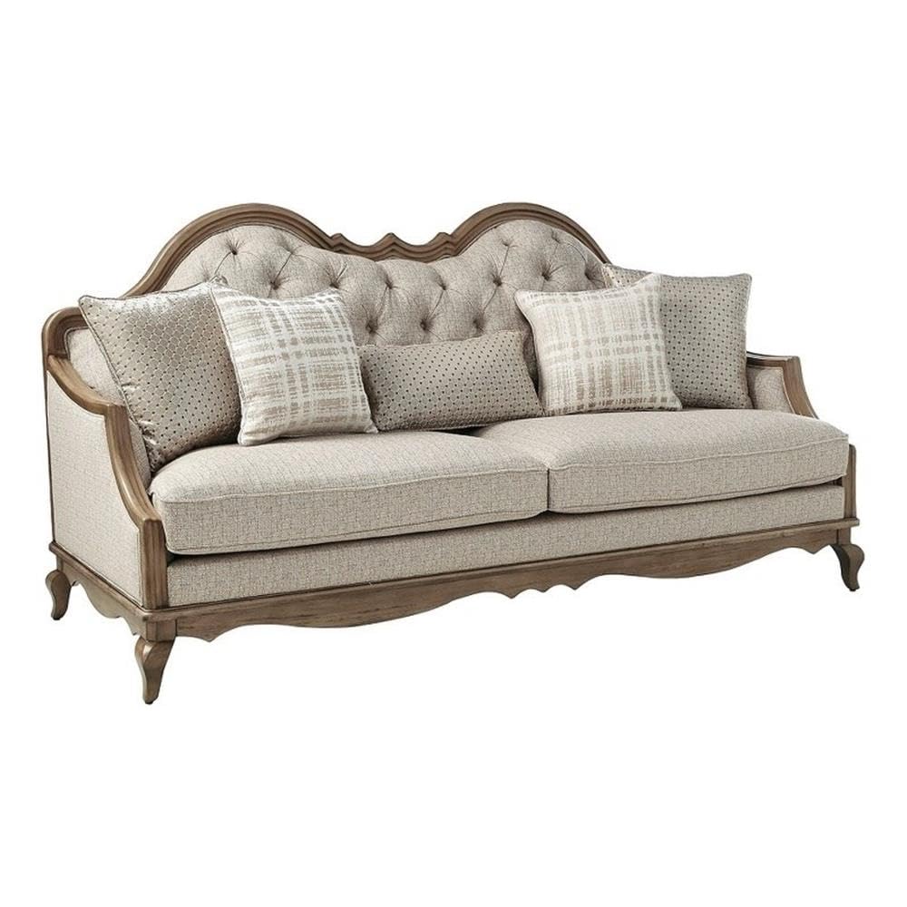 Amazon.com: ACME Chelmsford Sofa w/5 Pillows - 56050 - Beige