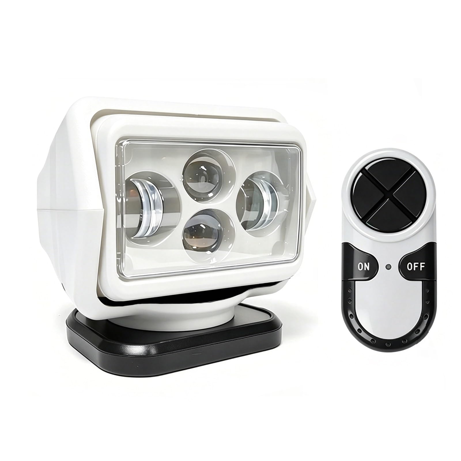 Faro di ricerca per veicoli da 120 W, girevole a 360° con telecomando, potente base magnetica, alta luminosità, impermeabile, ideale per campeggio, barche, camion, fuoristrada(White)